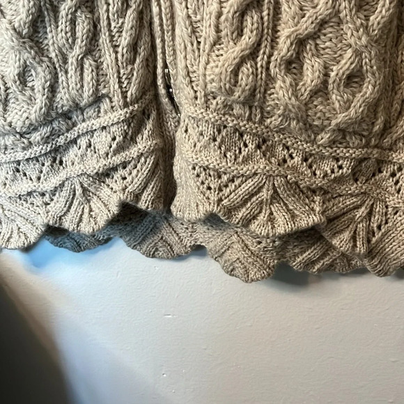 Inis Crafts Ireland 100% Merino Wool Cable Knit Zip Up Cardigan Sweater Sz M - Picture 7 of 10